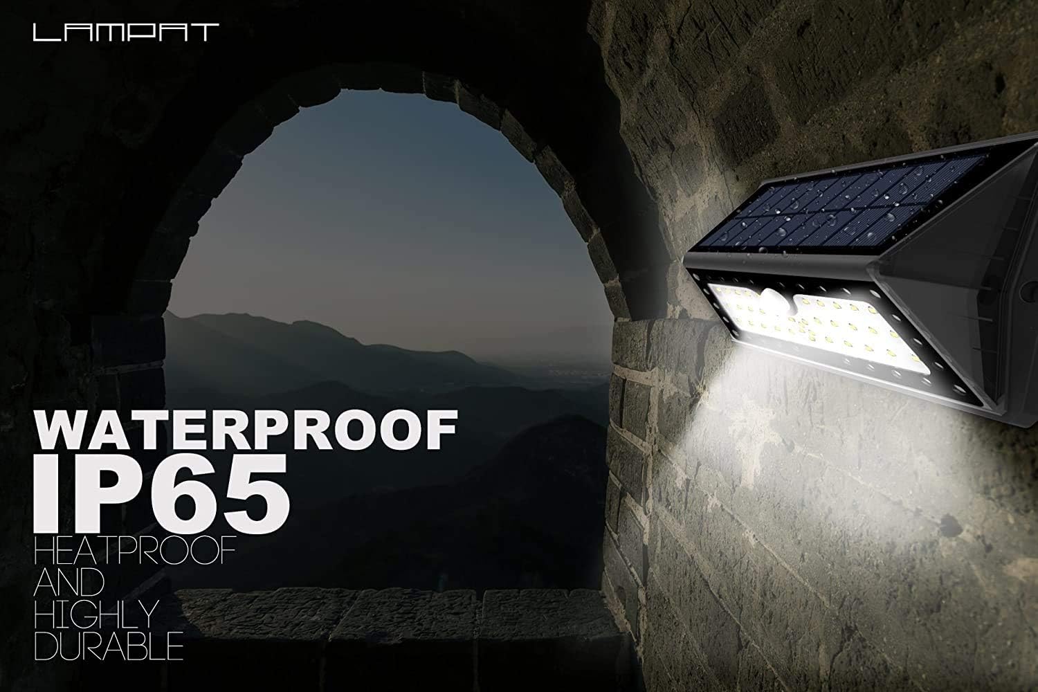 Solar Lights, Lampat Bright 62 LED Solar Powered Security Lights Waterproof Outdoor Motion Sensor Lighting for Wall, Patio, Garden, Landscape, Deck, Shed, Lawn, 2 Pack