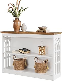 Tribesigns コンソールテーブル ソファー裏 玄関テーブル サイドテーブル 飾り棚 天然木製 約W105×D30×H80cm ホワイト シンプル