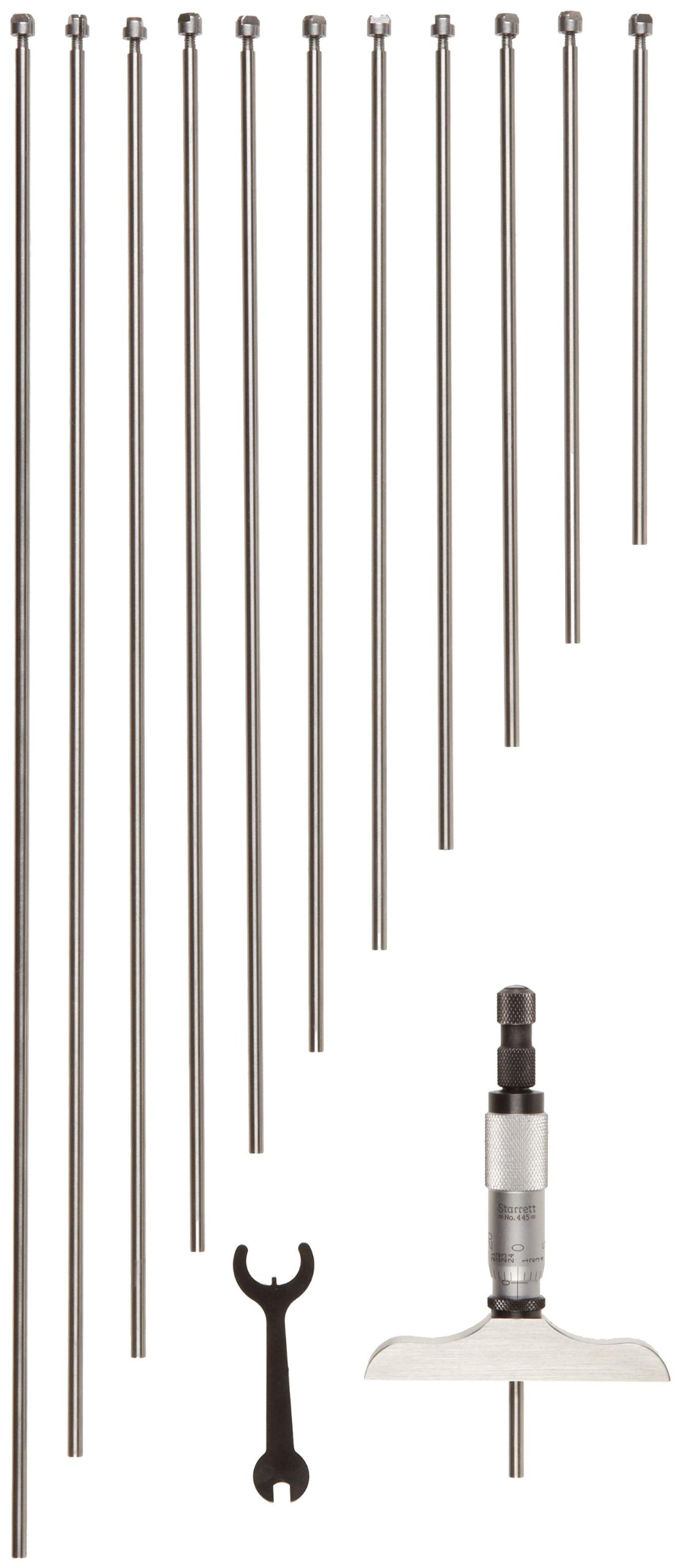 Starrett 445AZ-9RL Vernier Depth Gauge, Ratchet Stop, Lock Nut