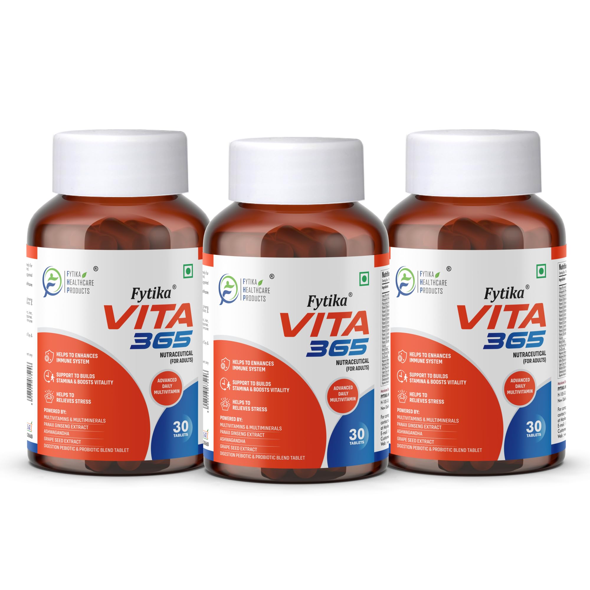FYTIKA Healthcare Products Vita 365|Multivitamin For Men & Women|With Ashwagandha, Ginseng, Probiotics & Prebiotics & Biotin|Enhances Energy, Stamina, Immunity & Digestion|Pack Of 3, 90 Tablets (B0D4R7649X) Amazon Price History, Amazon Price Tracker