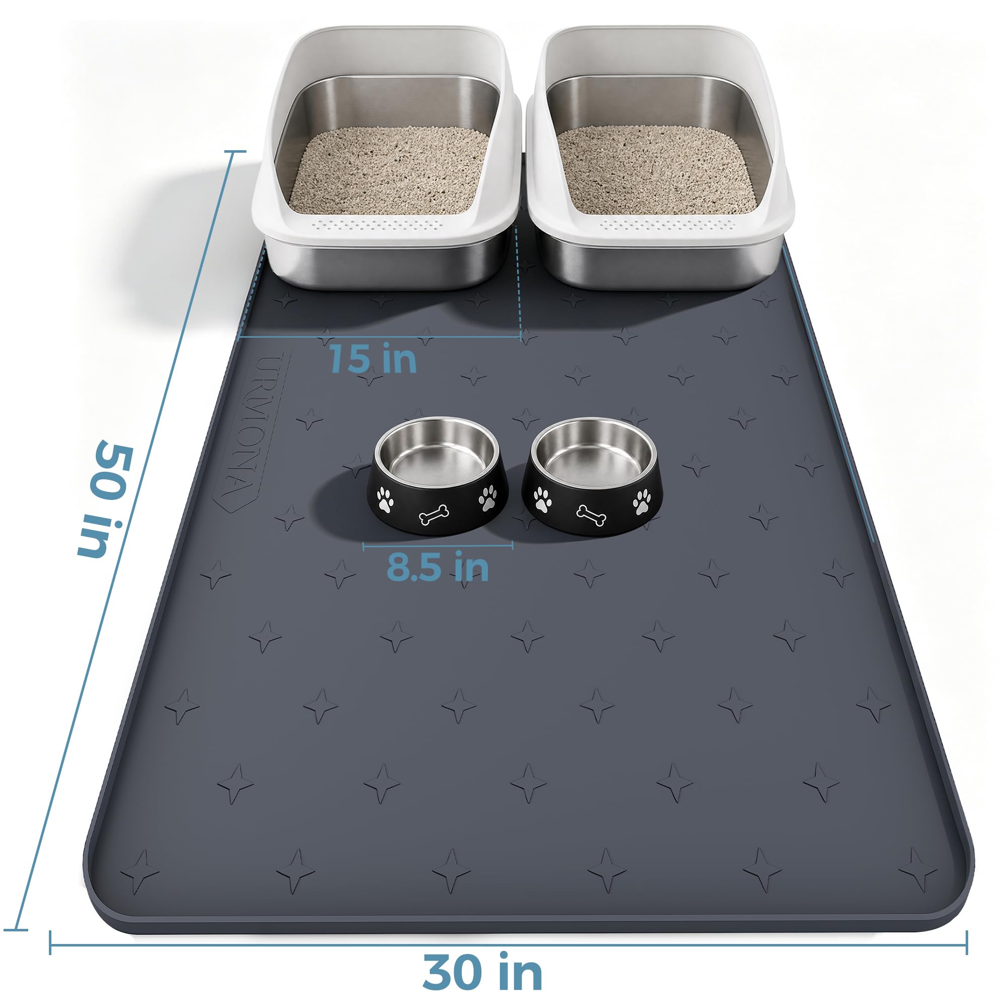 URMONA Silikon-Napfunterlage für Hunde und Katzen, Schwarz, 127L x 76B cm