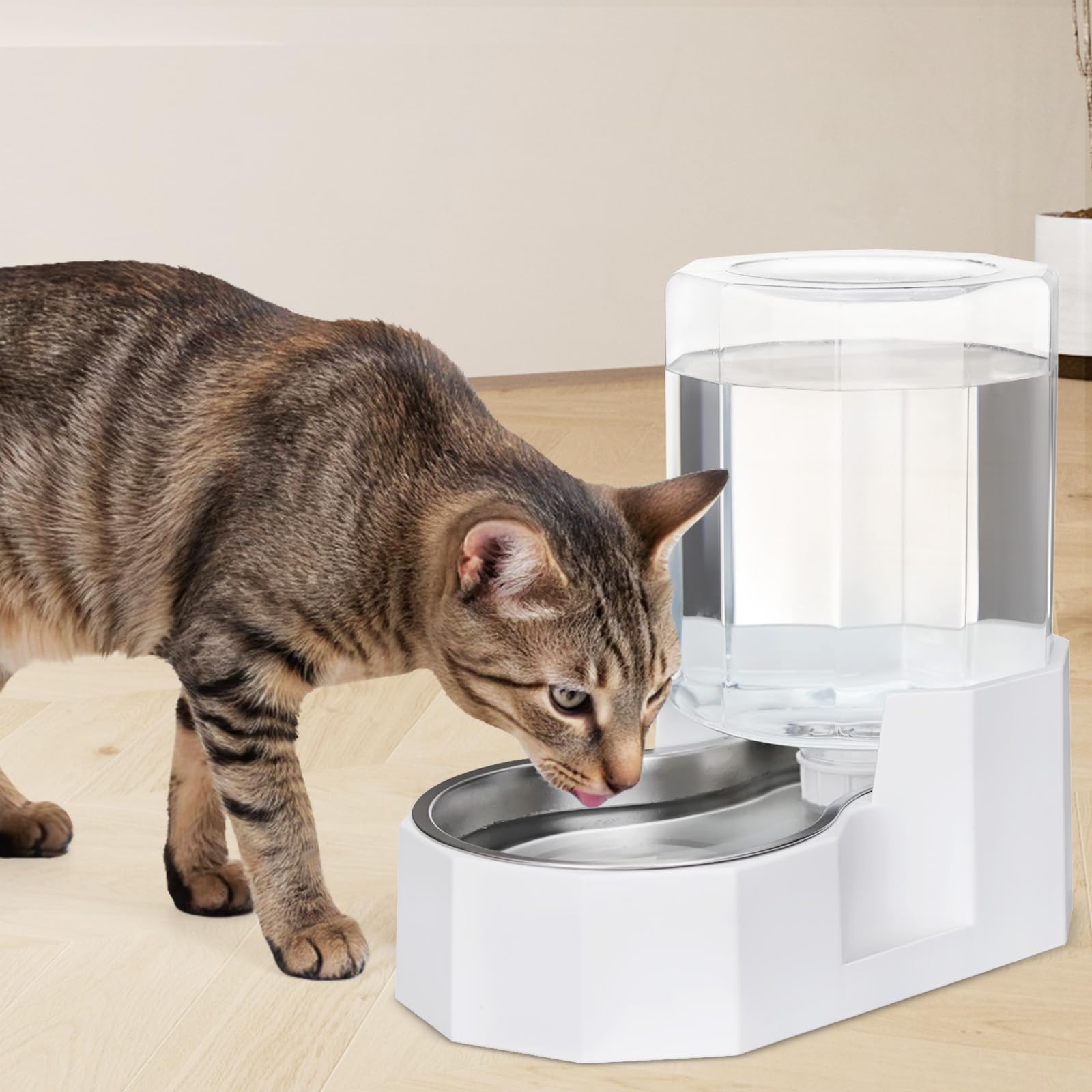 Sfozstra Large Dog Water Dispenser: 4L Stainless Steel Gravity Cat Water Feeder - Quiet Refill - No Power Needed - for Kittens & Cats - Bedroom/Kitchen Corner/Crate Area - image 7