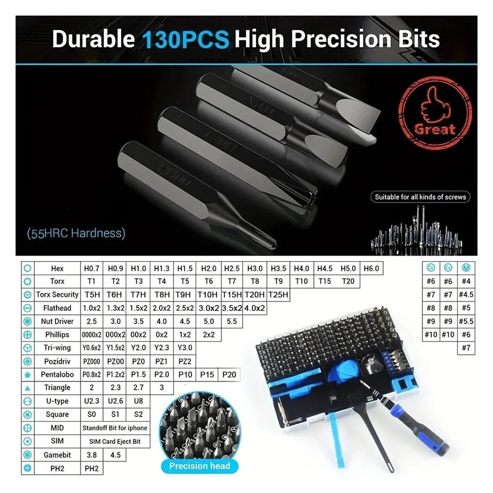 Juego De Destornilladores Precisión 160 En 1, Kit Herramientas Reparación Multifunción, Puntas Destornillador Magnético Con Cepillo Limpieza, Pinzas Y Palanca Bien Fabricadas Uso Versátil