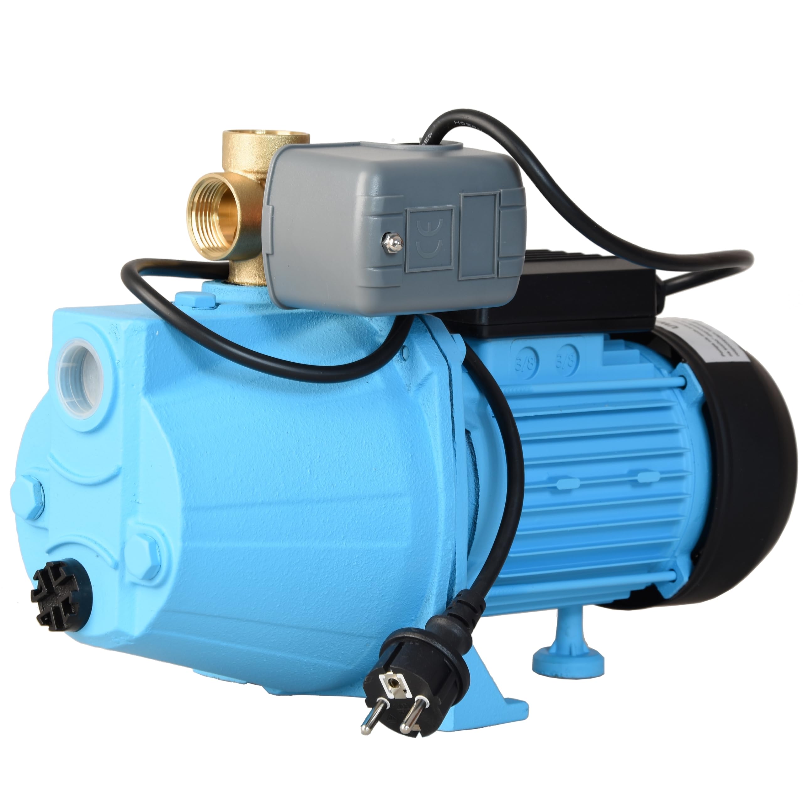 Pompe à Eau SET 100S - Pompe de Surface (1100 W, 3600 l/h hauteur de refoulement 50 m) avec Manomètre Pressostat Raccord 5 Voies - Pompe d’arrosage pour le Réservoir - pour Arrosage Pelouse, Jardin