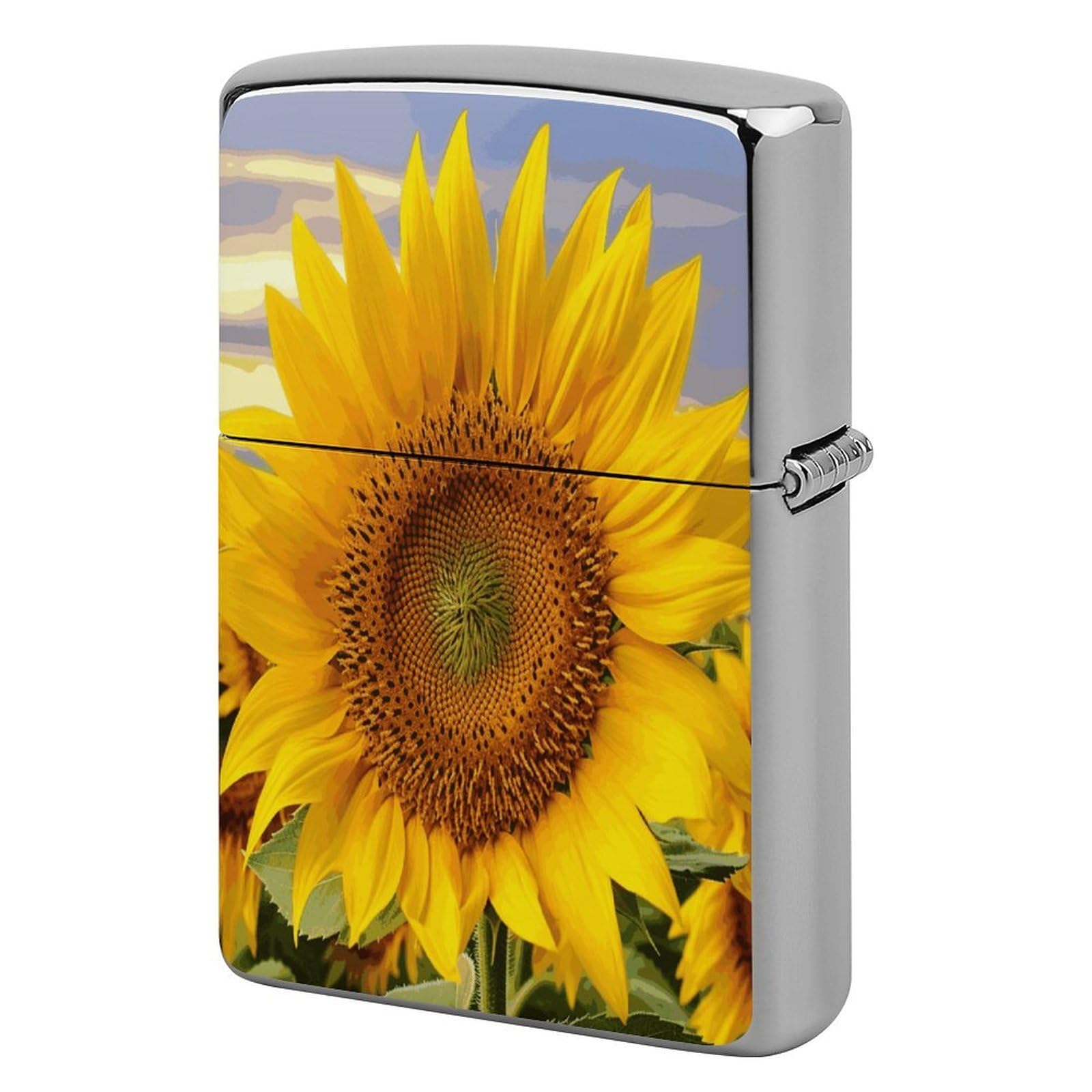 Fekiloot Style Golden Yellow Sunflower Lighter Case Cover Lighter Holder