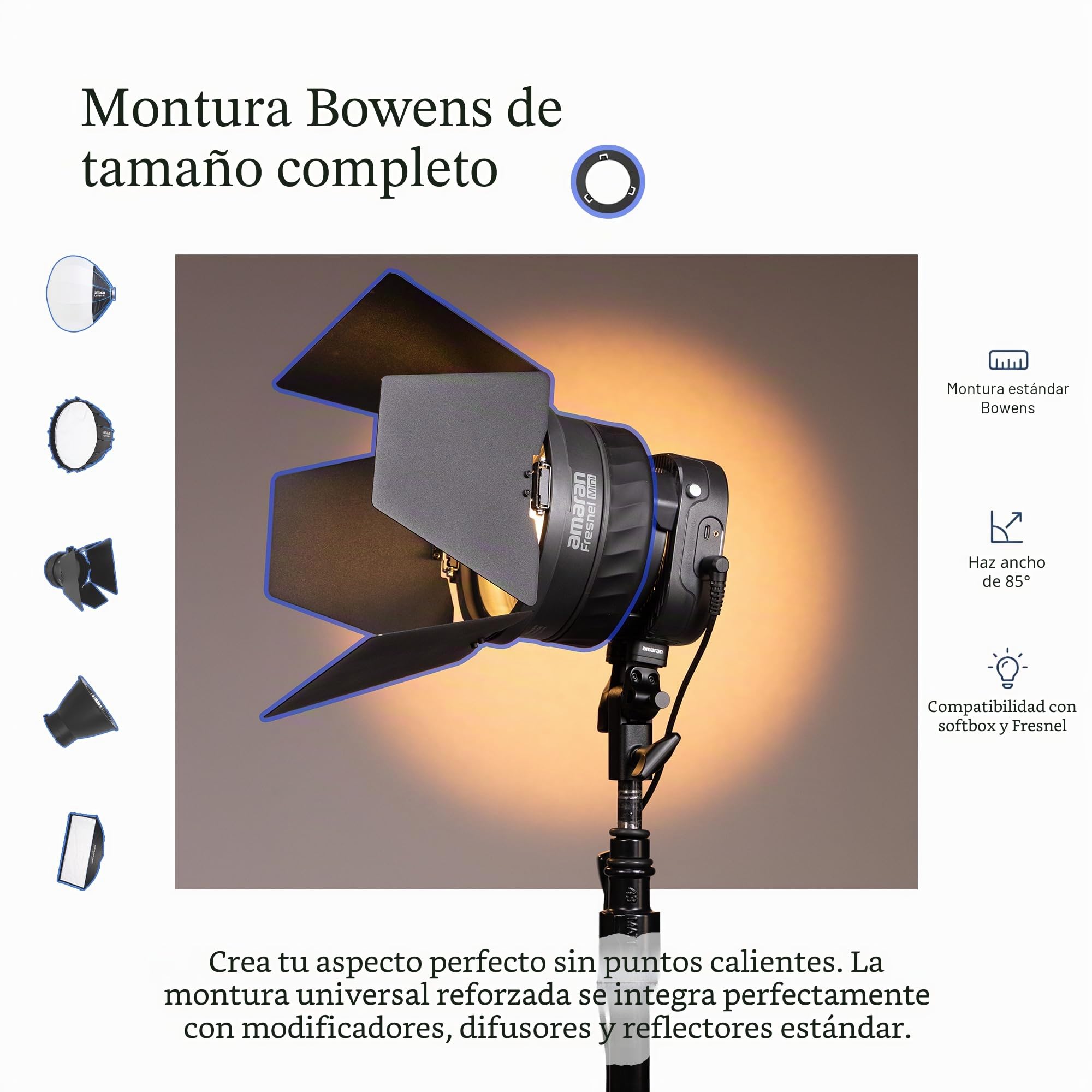 Amaran Halo 100x Luce Video COB LED Bicolore 100W 2700K-6500K 4890 Lux a 1 Metro Luce ultracompatta da viaggio alimentazione USB C PD controllo App e NFC attacco Bowens per Studio Youtube TikTok
