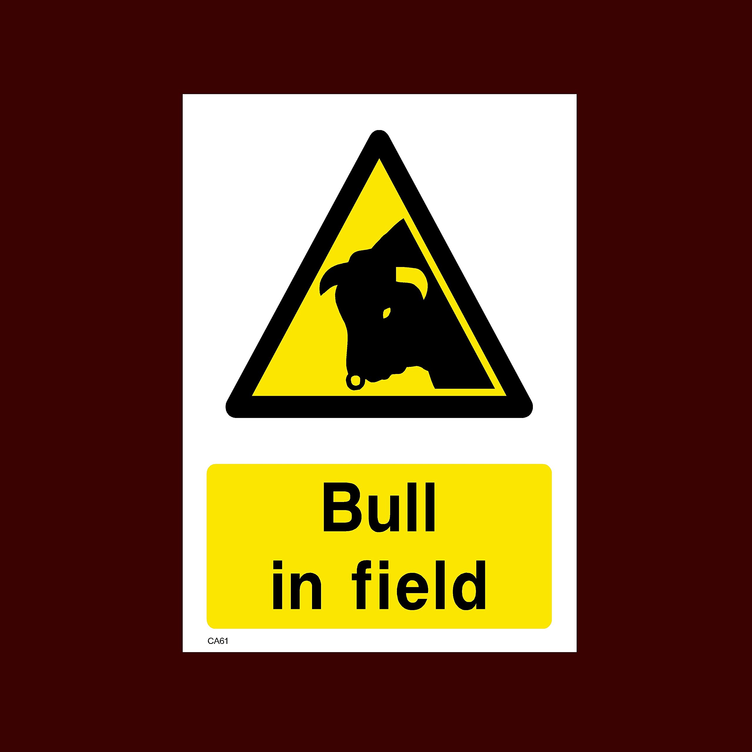 Ussp&S Bull In Field Plastic Sign - Warning, Farm, Dogs, Agriculture, Cattle, Sheep, Bull - (Ca61)