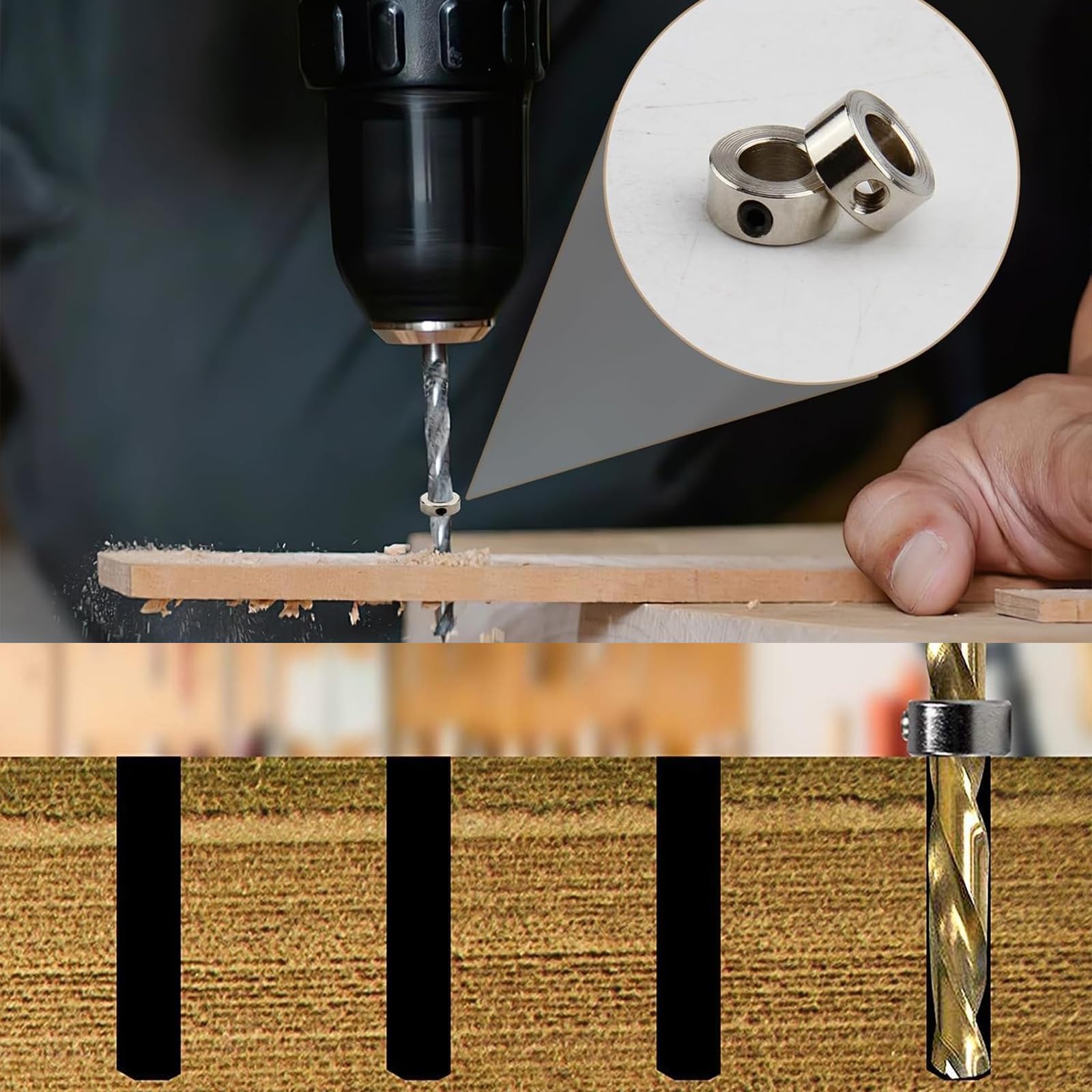 24 Stück Tiefenanschlagringe 8mm - Edelstahl Mit Inbusschlüssel