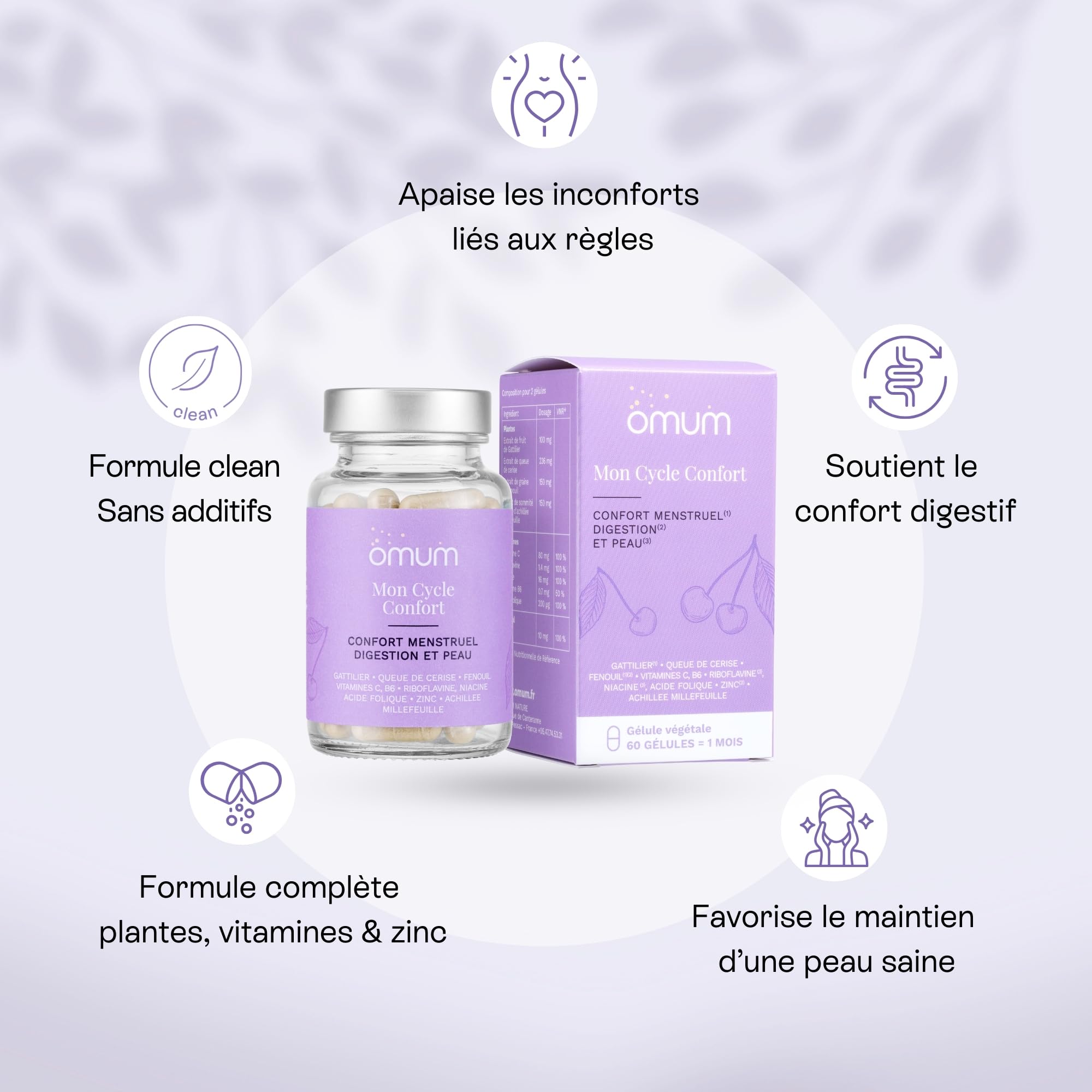 OMUM - Duo SPM, règles et cycles - Mon Cycle Zen sommeil et humeur + Mon Cycle Confort compléments