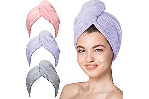 Hicober Microfiber Hair Towel, 3 Packs Turbans for Wet Towel, Drying Wrap...