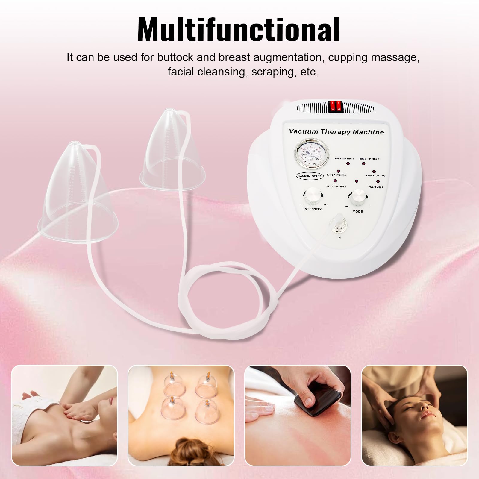 Multifunktionales Vakuum Massagegerät Schröpfgerät Brustmassagegerät, Elektrisches Brustvergrößerung Machine Vakuumpumpen Schröpfsatz, für Brustpflege, Körperpflege, Gewichtsabnahme und Massage