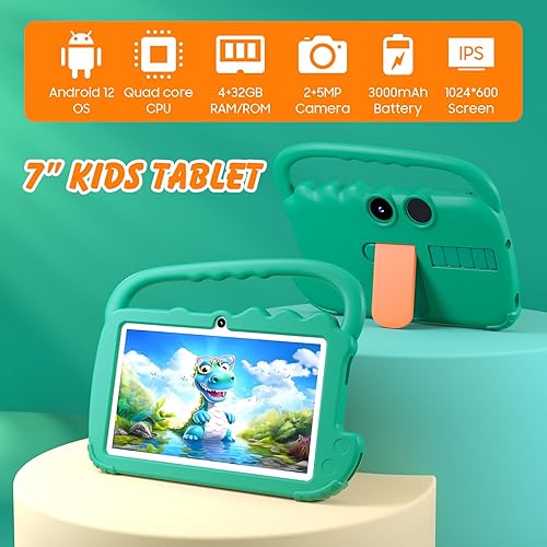 Miniatura 2 de Tablet para niños de 7 pulgadas para niños y niñas, tabletas Android 12 para niños, 4 GB RAM, 32 GB ROM, tablet para niños pequeños con WiFi,