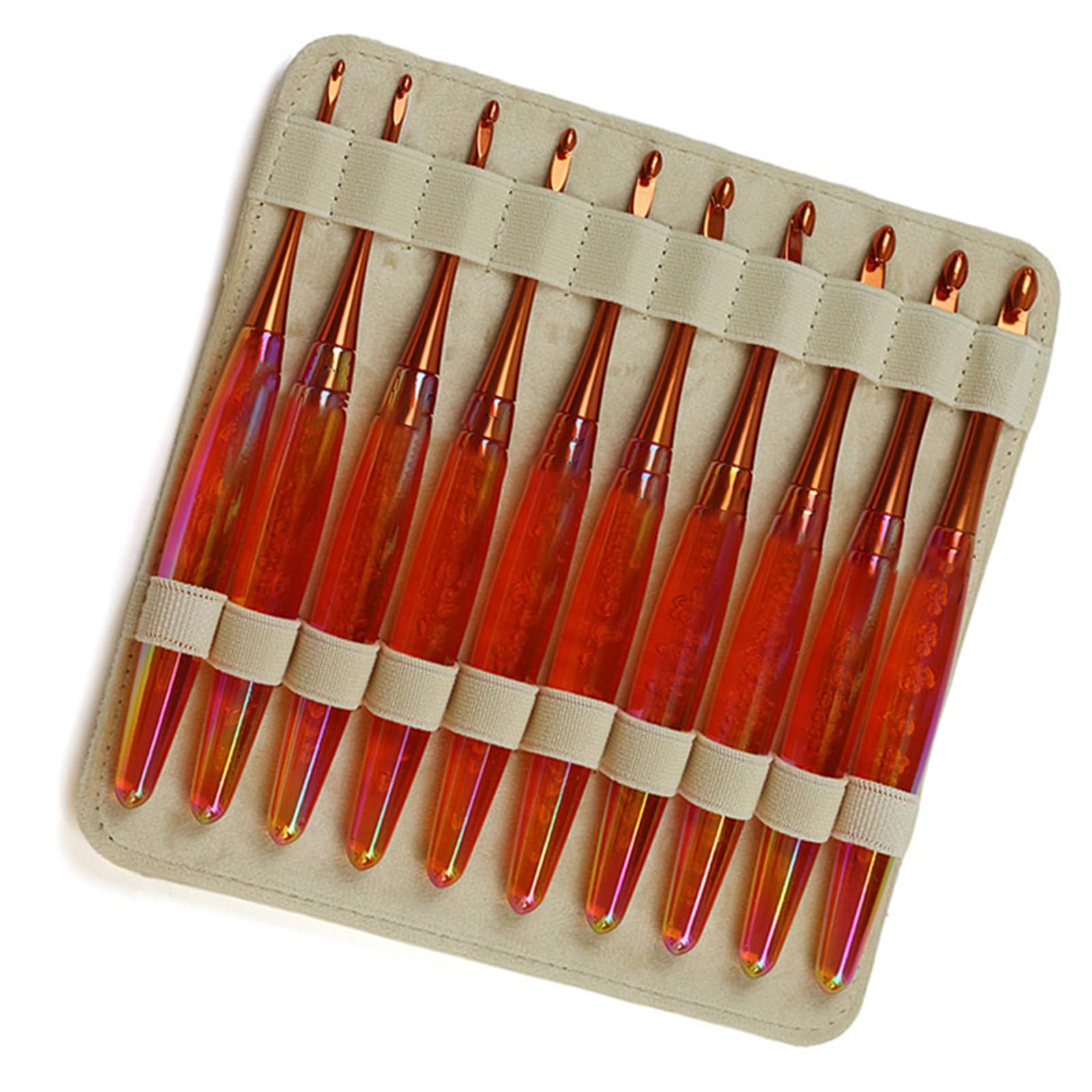 10Pcs Ergonomic Acrylic Grip Crochet Hook Needle 3.0-8.0mm Aluminium Crochet Hook for Beginner Adult Weaving Crocheting Hooks Set