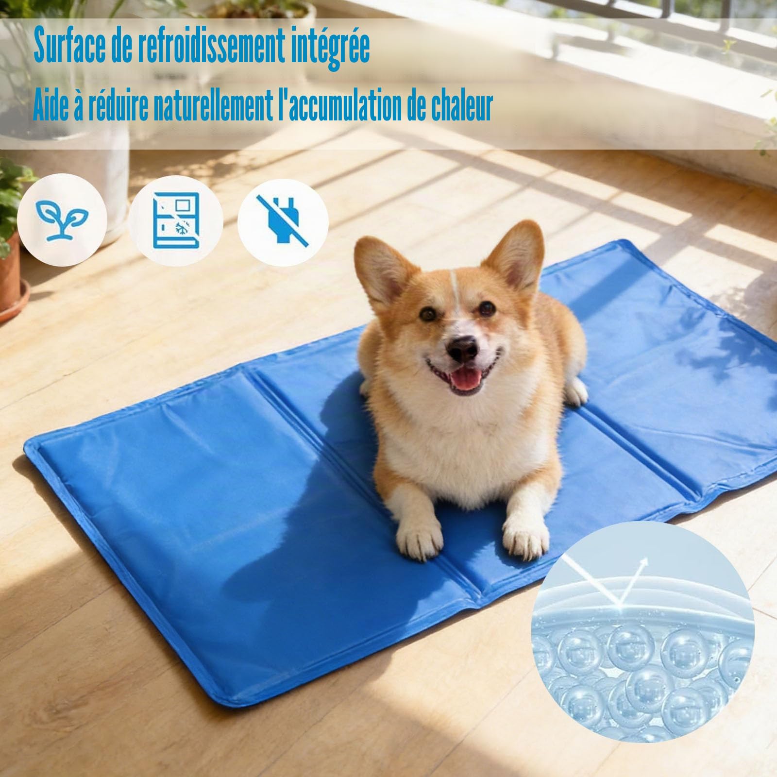 Tapis Rafraîchissant Chien L 90×50 cm – Tapis Refroidissant pour Chien Grand Chien, Auto-Rafraîchissant sans Eau, Résistant et Étanche, Matelas rafraîchissant pour Chien
