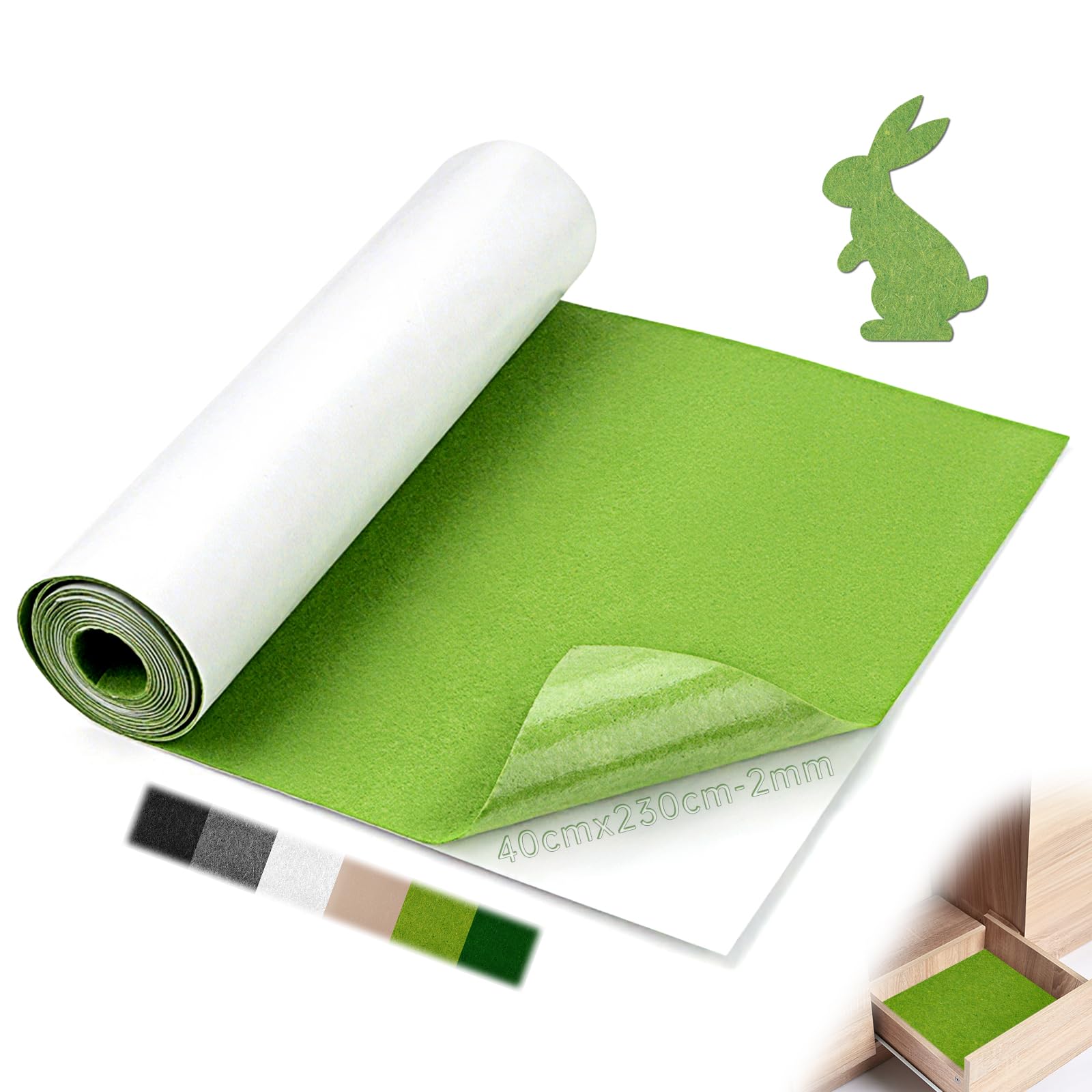 Mbsomnus Self Adhesive Felt 230cmx40cmx2mm Sticky Back Felt Olive Green