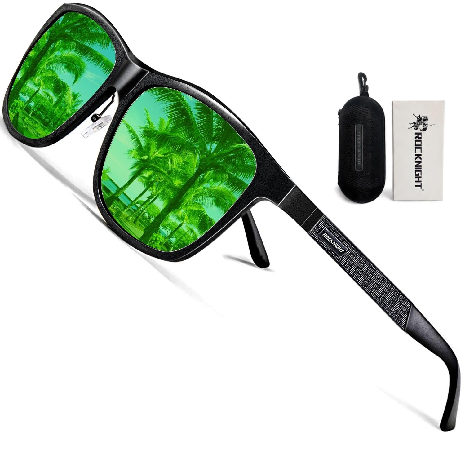 ROCKNIGHT Polarized Sunglasses for Men Outdoor Use Square UV400 Al-Mg Frame