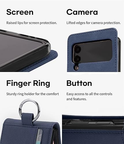 Miniatura 7 de GOOSPERY Funda tipo cartera con anillo para tarjeta compatible con Galaxy Z Flip 4, tarjetero y bolsillo de almacenamiento de piel sintética de alta