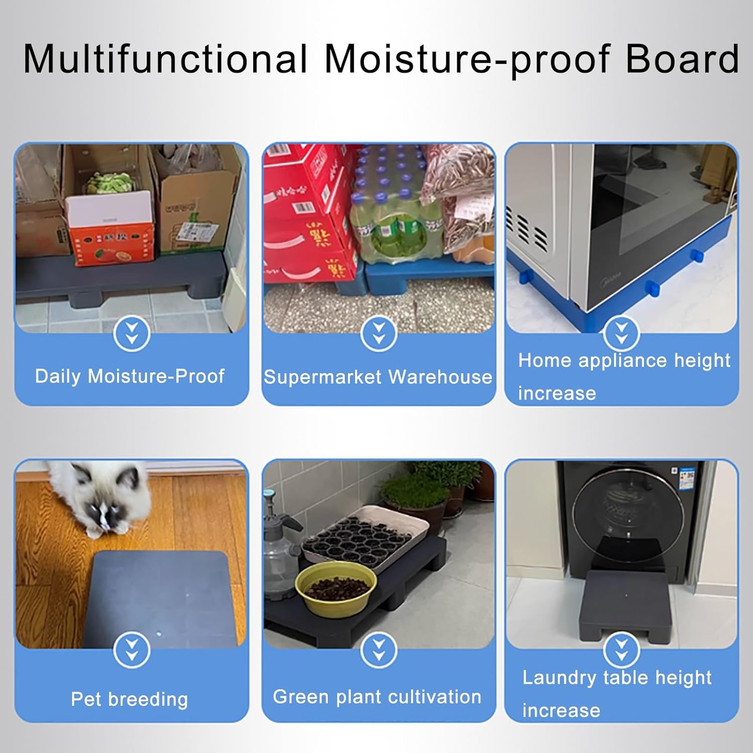 Plastic Pallets for Basement Storage Easy to Stack, 2 Pcs Heavy Duty Plastic Pallets, Supermarket Sale Display Pad Board, Warehouse Stacking Pallets for Logistics and Warehousing
