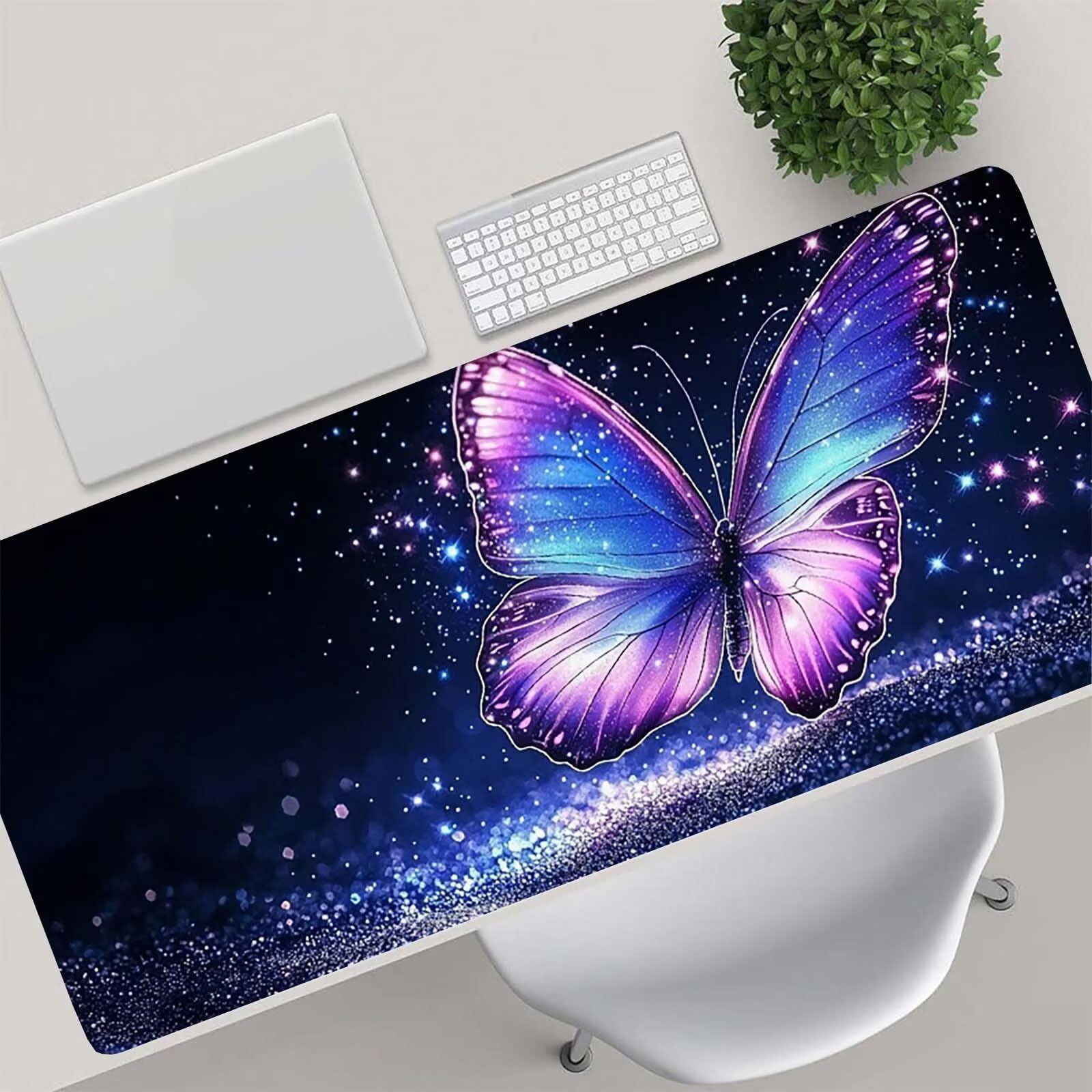Tappetino Mouse Gaming, 1200x600mm Tappetino Mouse XXL nero 0c0-272 | Mouse Pad Grande, Ottimizzato per i Sensori da Gioco, Migliora Precisione e Velocità, per Mac e PC, Farfalla