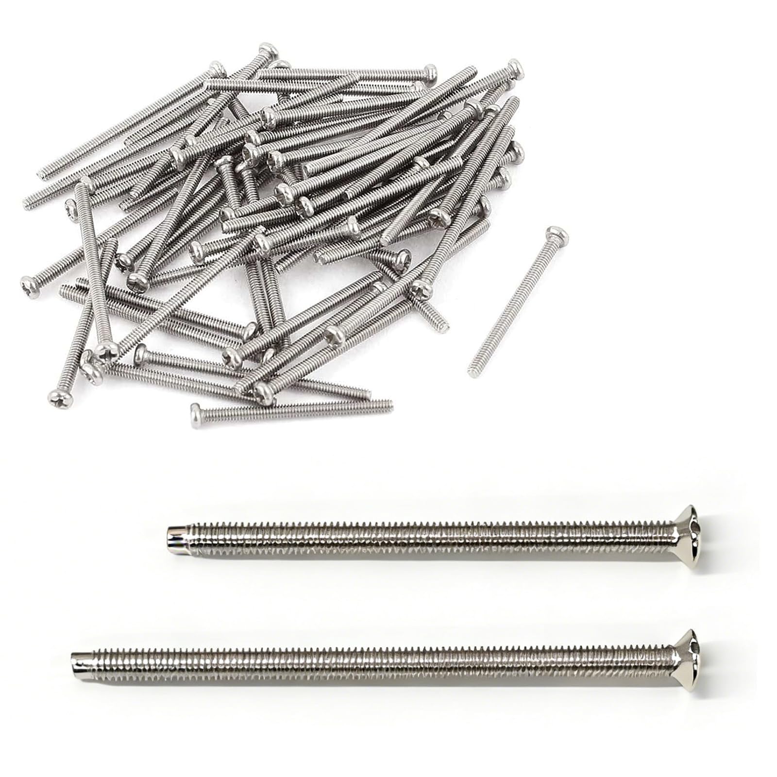 40PCS M3.5 Electrical Socket Screws, Silver Flat Head Slotted Machine Screws, Mixed Length 50mm, 75mm, Electrical Switch Screws for Socket & Switch Installation, Back Boxes & Faceplates — image 1
