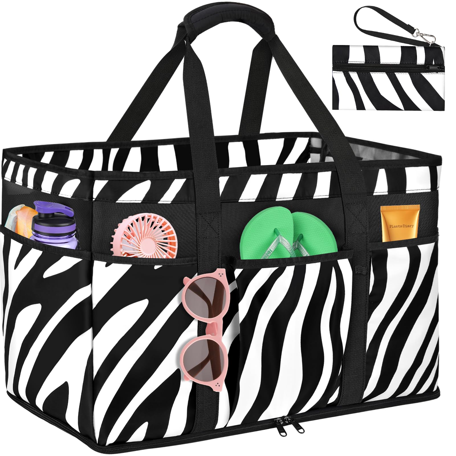 LUROON Bolsa Playa Grande XXL Familiar con Cremallera Impermeable Bolso de Playa Mujer Plegable Shopper Bolso Playa Mujer para Viaje Compras 50 * 35 * 20cm