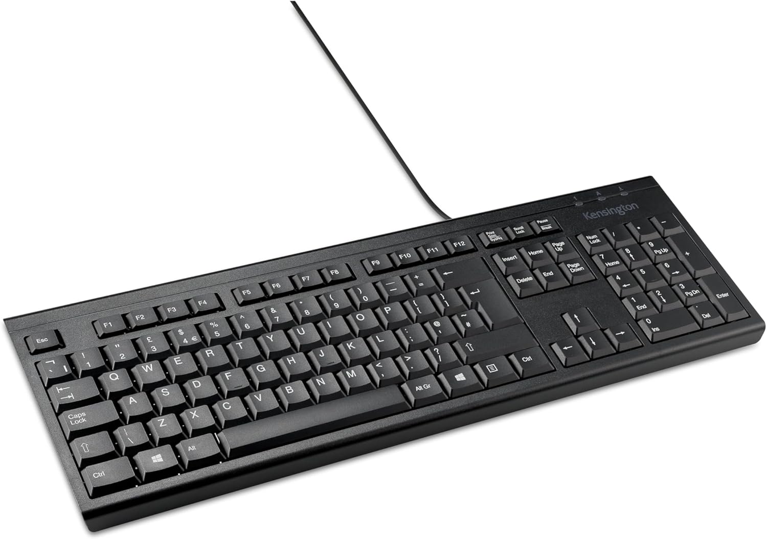 Kensington KB100 EQ Wired Keyboard, QWERTY Compatible with Windows and MacOs, Slim, Leak-proof Design, Outer Shell and Keycaps are 60% Recycled Material