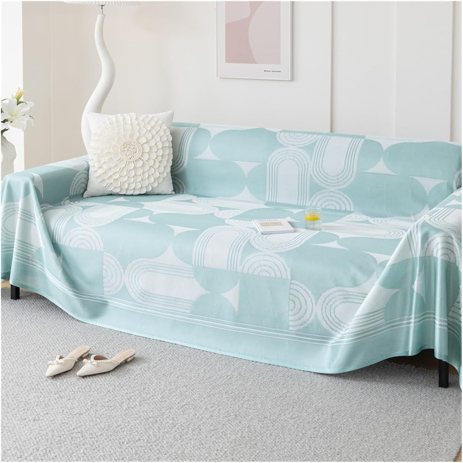 Cooling Boho Couch Cover, 3D Structure Breathable Cool Couch Covers,Ultra Cold Tech Fiber Sofa Cover for 3 Cushion Couch, L-Shaped Sectional, Loveseat, Futon for Summer(Orange,71"*118"(180 * 300cm))