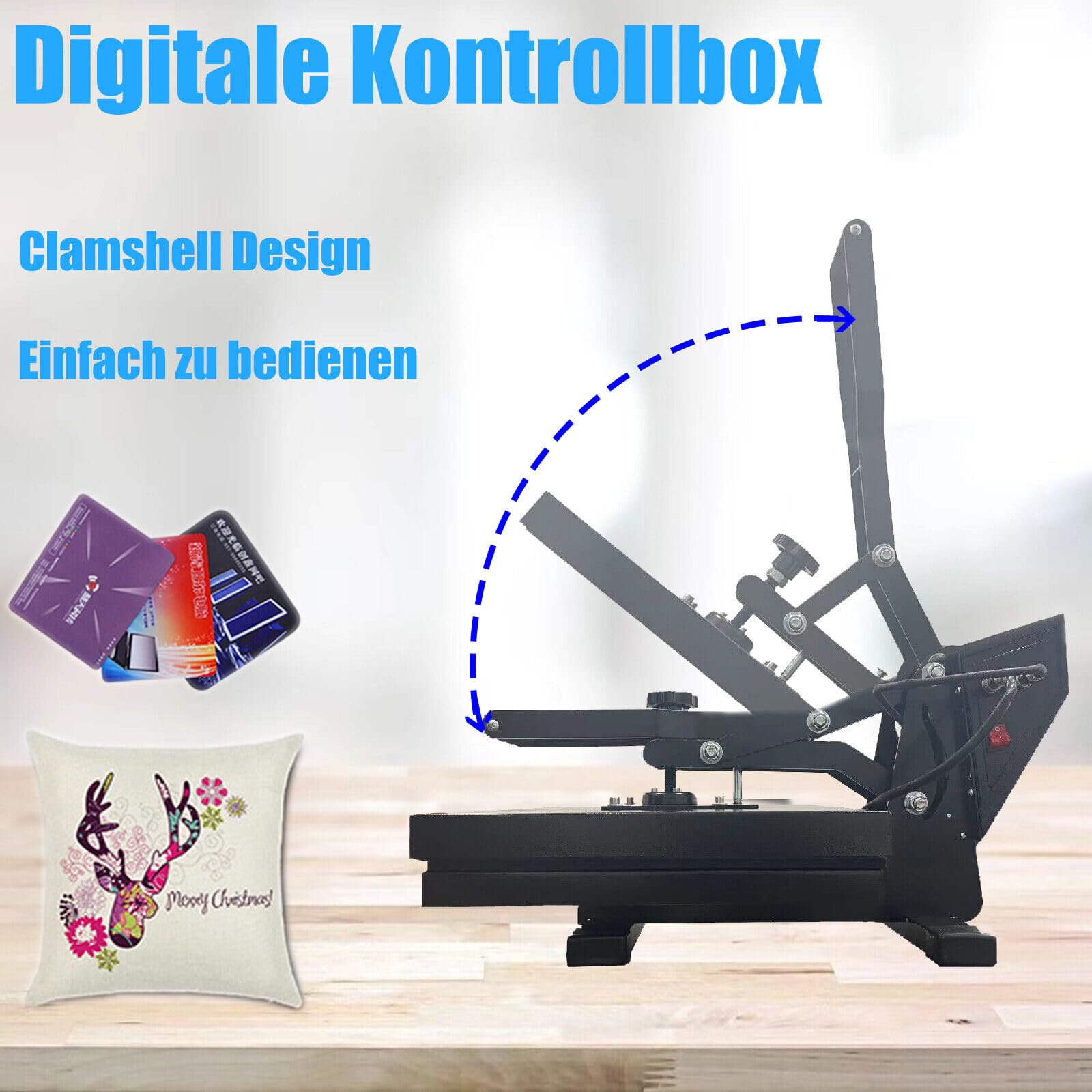 40x50cm Transferpresse Hitzepresse Heißpresse Maschine Heat Press 2000W DIY Mulitifunktional Sublimationsmaschine Wärmepresse Textilpresse für T-Shirts Kissen Mauspads Tasche