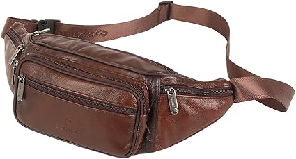 Leather fanny pack brown Clearance