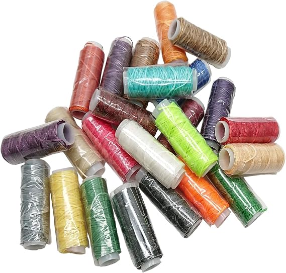 24 Colors Waxed Thread, Leather Sewing, Hand Stitching Thread | for Hand Sewing Leather and Bookbinding, 13Yards Per Color