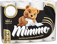 Mimmo Papel Higiênico Folha Tripla, 20m, Leve 24 Pague 22 Rolos