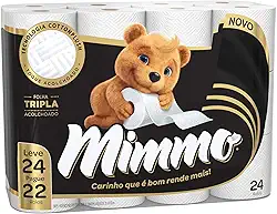 Mimmo Papel Higiênico Folha Tripla, 20m, Leve 24 Pague 22 Rolos