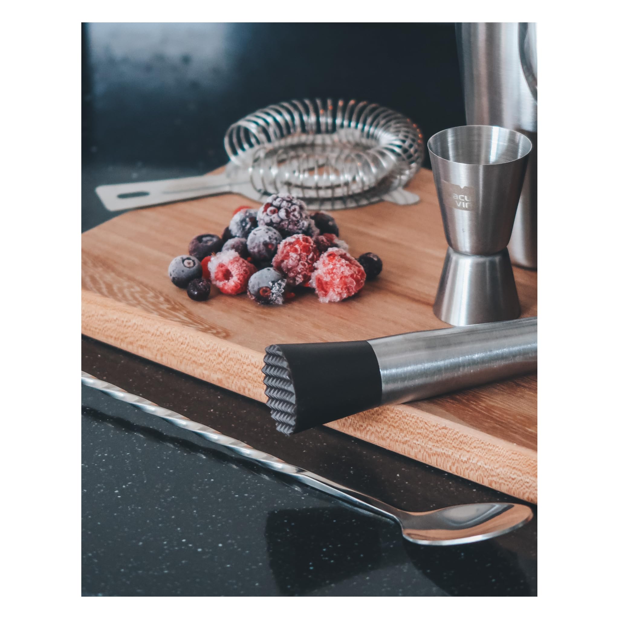 Vacu Vin Bar ve kokteyl kaşığı, bar kaşığı, gümüş, 27,7 x 3,4 x 2 cm