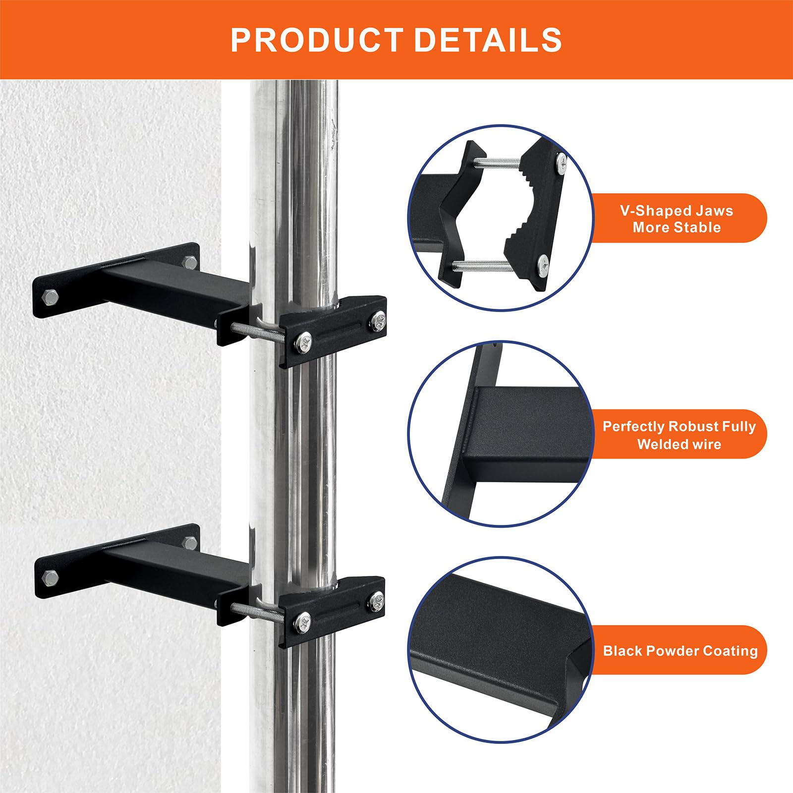 Abrazadera de mástil de antena doble con bloque de mandíbula en V, kit de abrazadera de mástil a mástil, soporte de paraguas para patio al aire libre, soporte de montaje universal