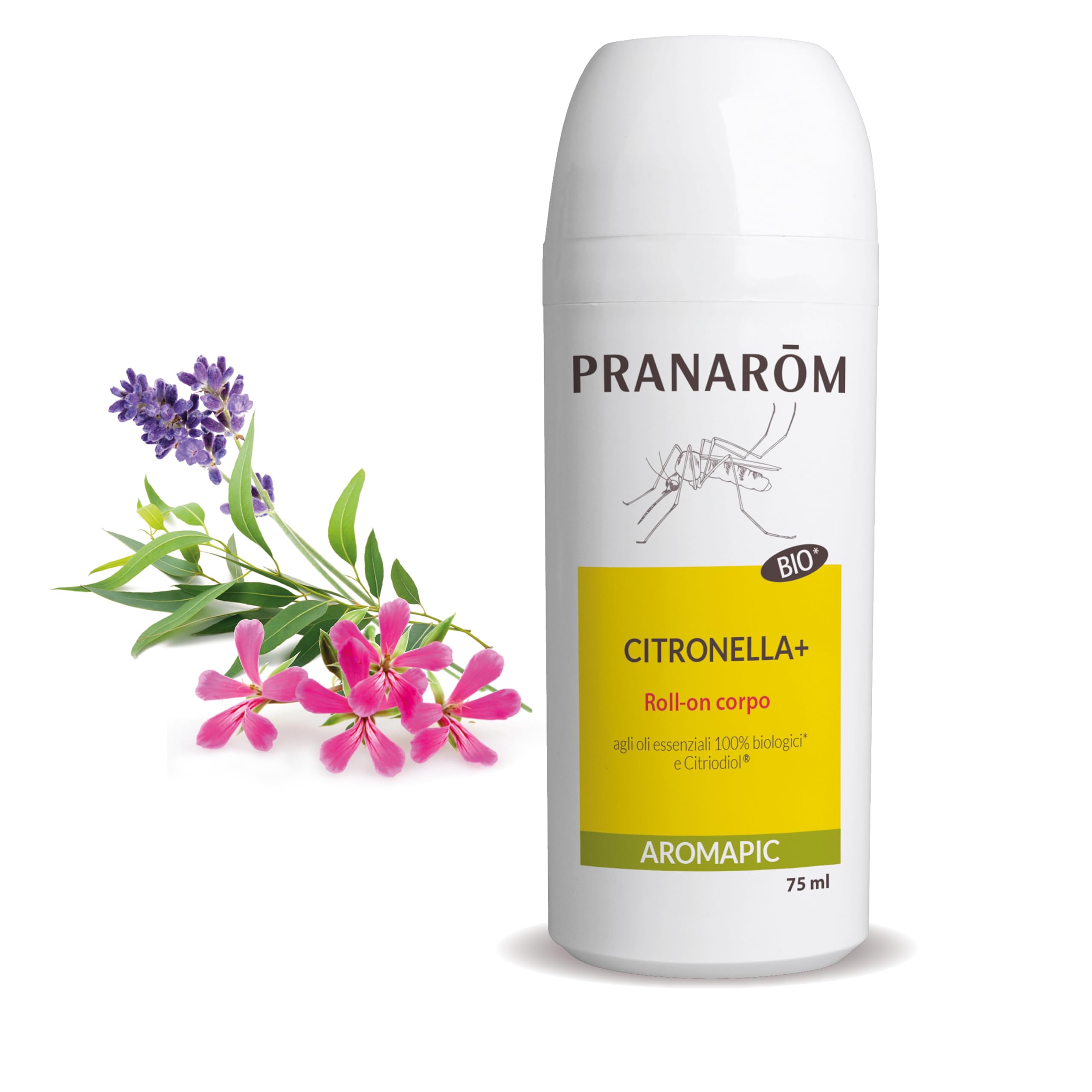 Pranarôm - Aromapic Roll-on Antizanzare BIO - Protezione Naturale fino a 7 Ore - Con Oli Essenziali Biologici - Sicuro per Bambini e Donne in Gravidanza - 75 ml