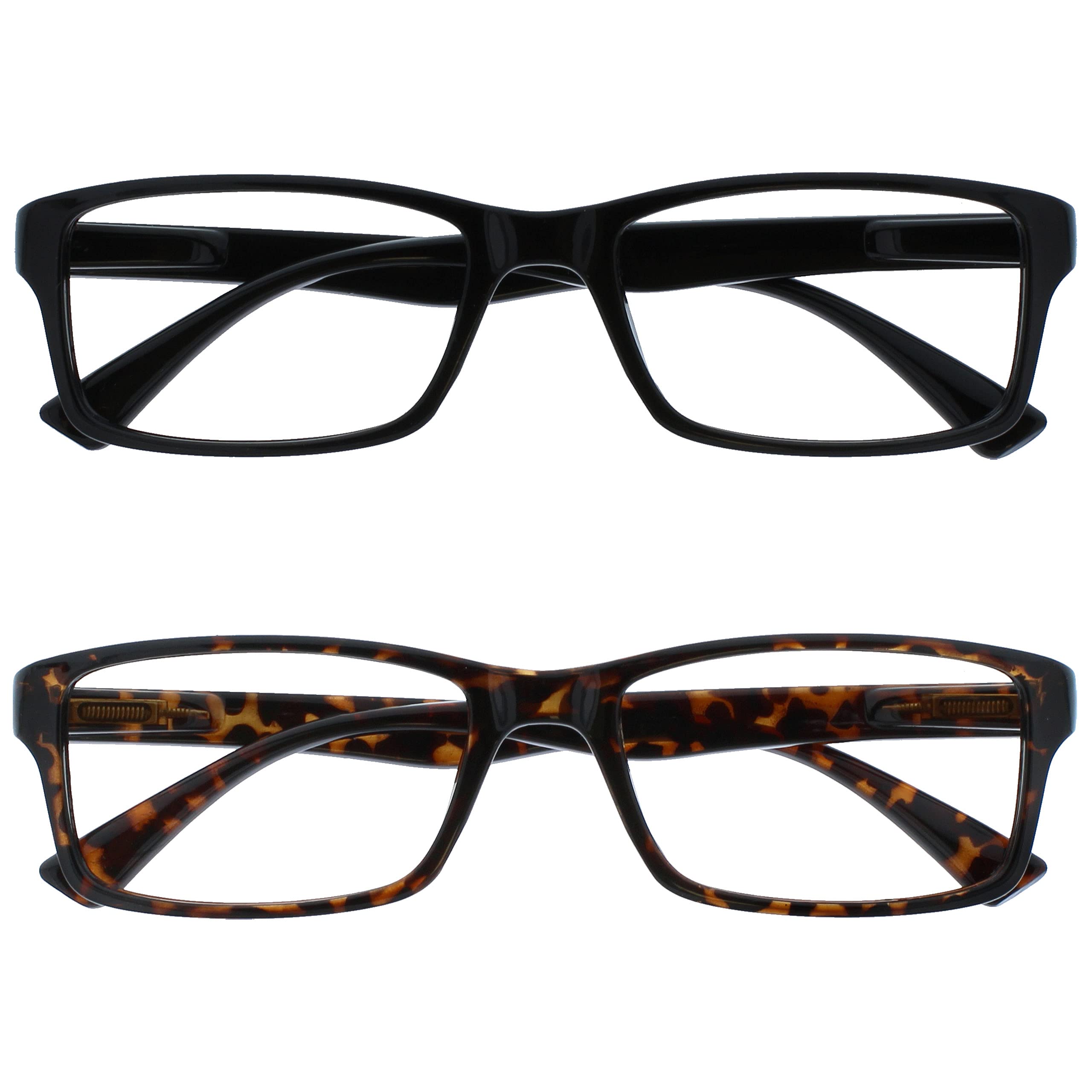 OPULIZE PEP Black & Brown Tortoiseshell Reading Glasses Value 2 Pack Mens Womens UVR2092BK_BR +1.00