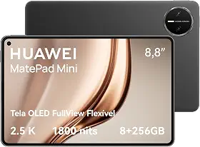 Tablet, HUAWEI MatePad Mini Edição Standard, 8+256 GB, Tela OLED FullView Flexível de 8,8" 2,5K 120 Hz, Câmera Traseira de 50 MP, Câmera Frontal de 32 MP, 6400mAh, HUAWEI Notes, Wi-Fi 7, Preto
