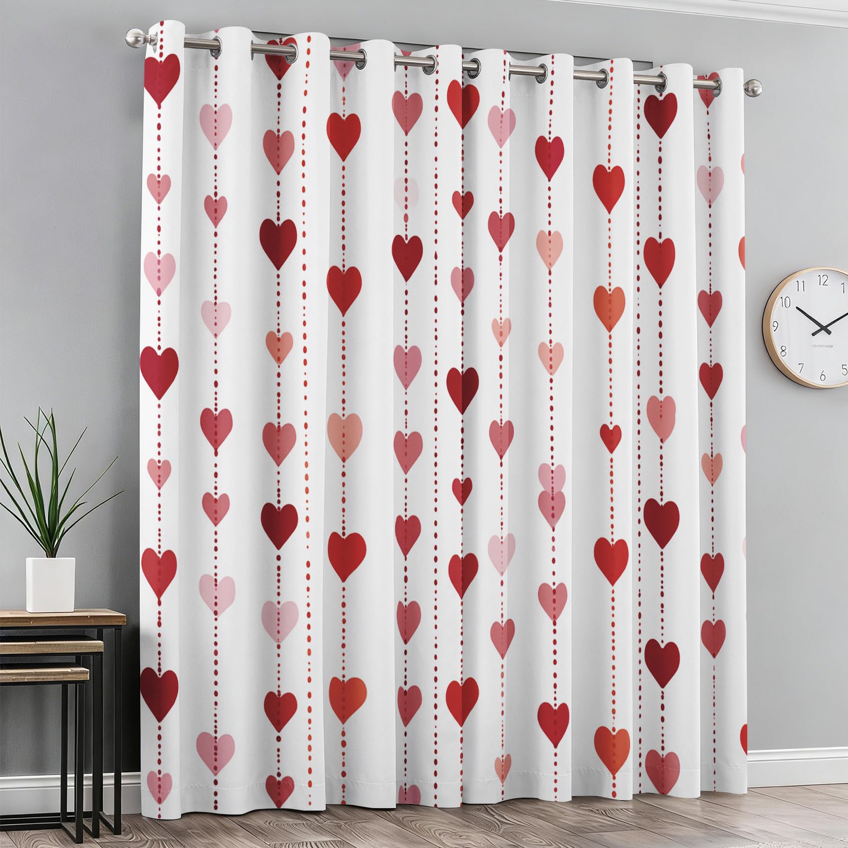 Generisch Rosa Herz Vorhänge Wohnzimmer Schlafzimmer, 95% Blickdicht Vorhang Liebesherz Gardinen mit Ösen, Thermo Verdunklungsvorhänge 2er Set, H175 x B140 cm X&-159