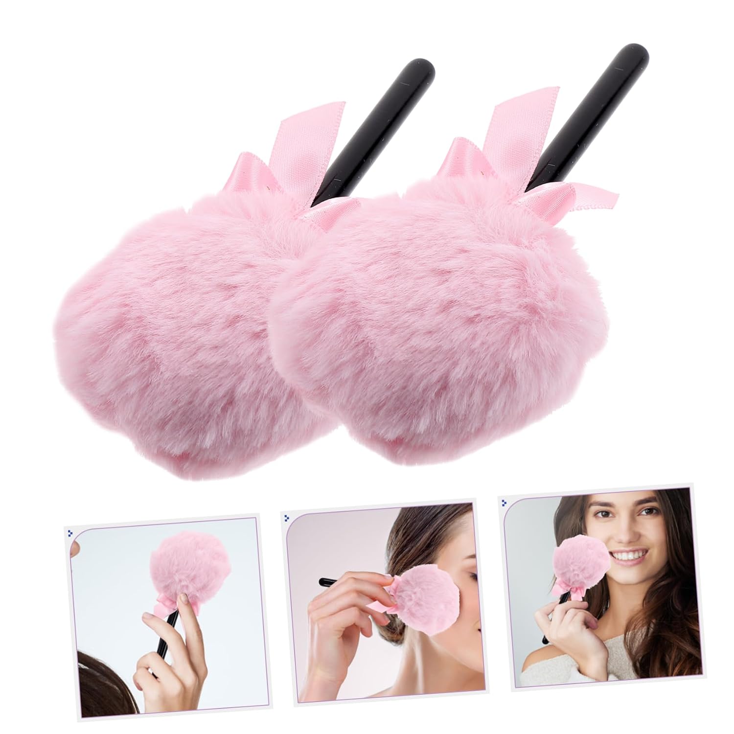Outanaya 2pcs Makeup Powder Puff Lollipop Makeup Puff Face Tools Soft Handle Skin-friendly