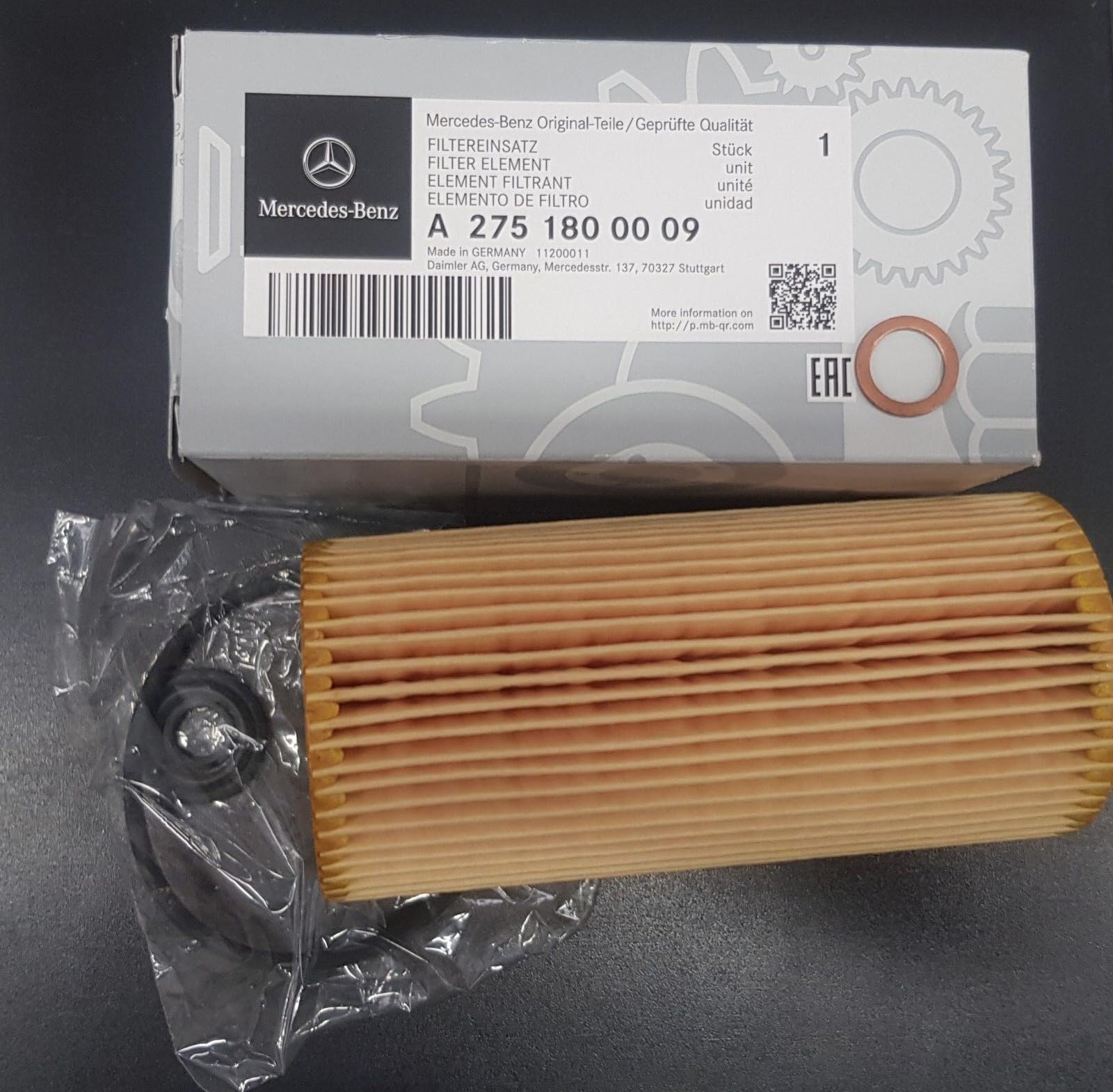 Genuine Engine Oil Filter A2751800009 for Mercedes C215 / C216 / W461 / W463 / W240 / X222 / Z223 / W220 / W221 / W222 / A217 / C217 / R230 / R231