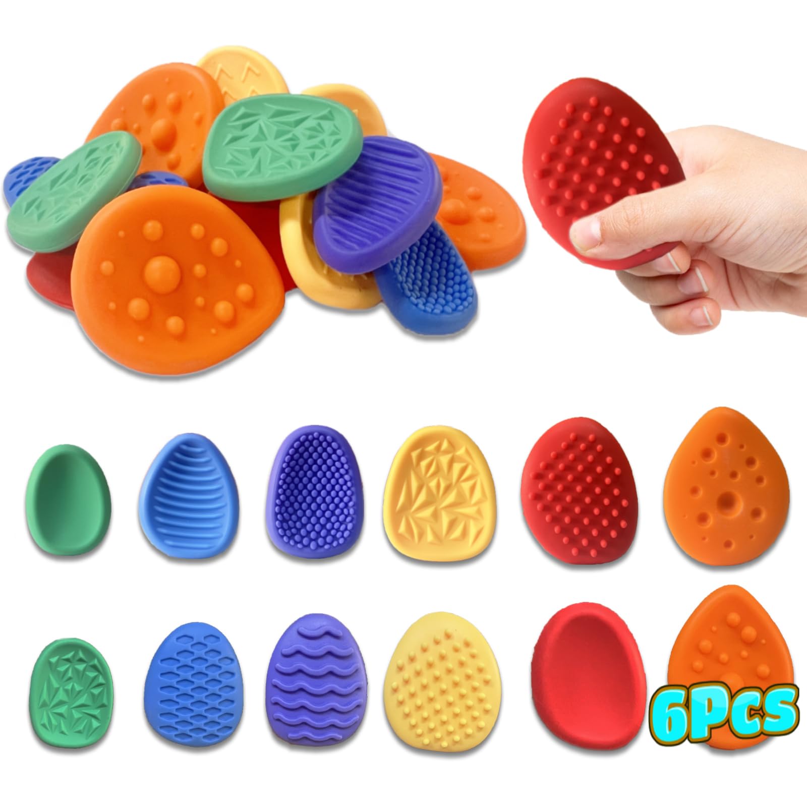 Gosknor 14 Piezas Set De Juguetes Sensoriales Fidget – 6 Piedras Anti-Estrés Y 8 Tiras Ventosa, Texturas Variadas Para Calmar Y Enfocar, Ideal Para Autismo Y Oficina