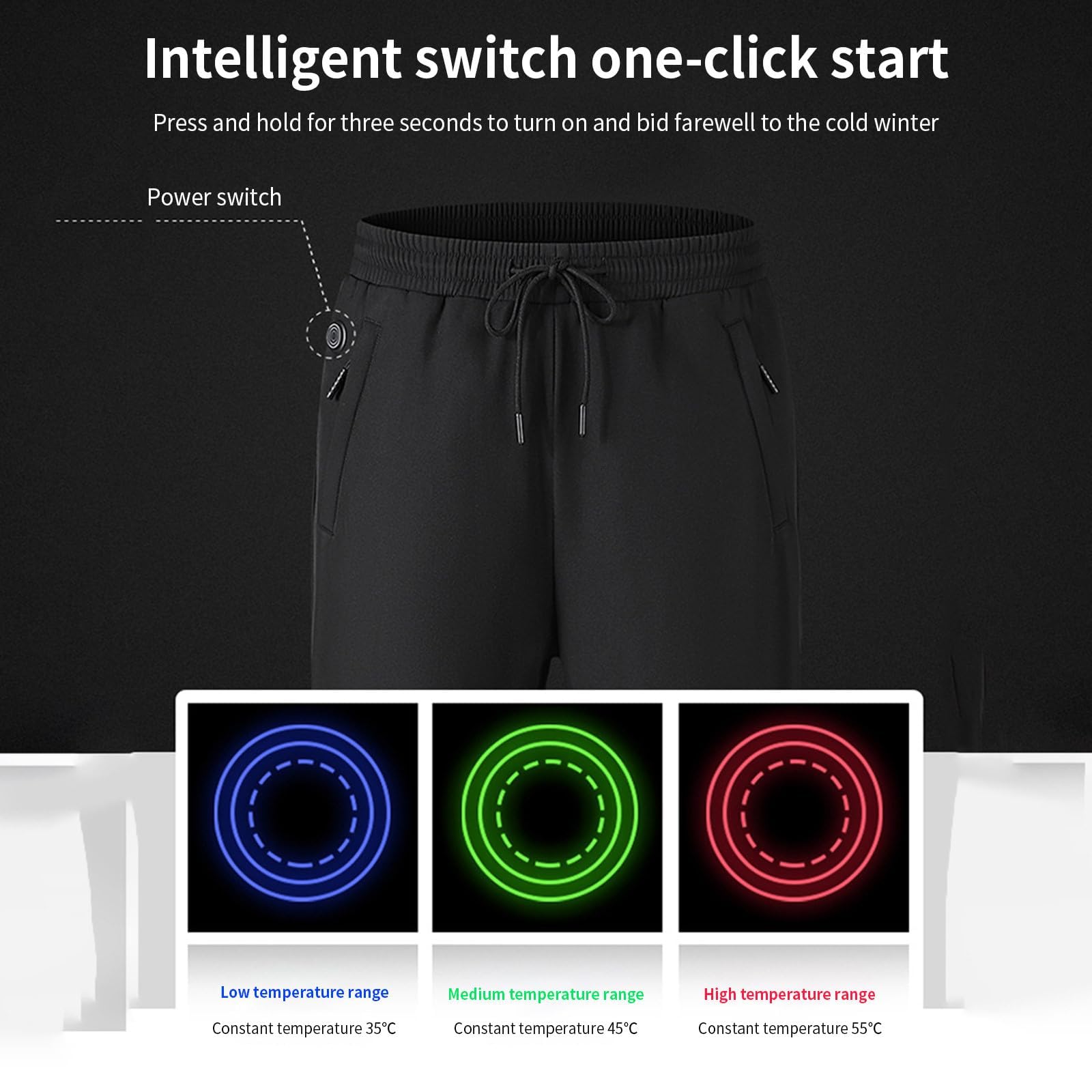 Pantalones térmicos para hombre, pantalones de calefacción recargables, para caza, invierno, nieve, ropa con calefacción, forro polar, camuflaje, A-Negro, Medium