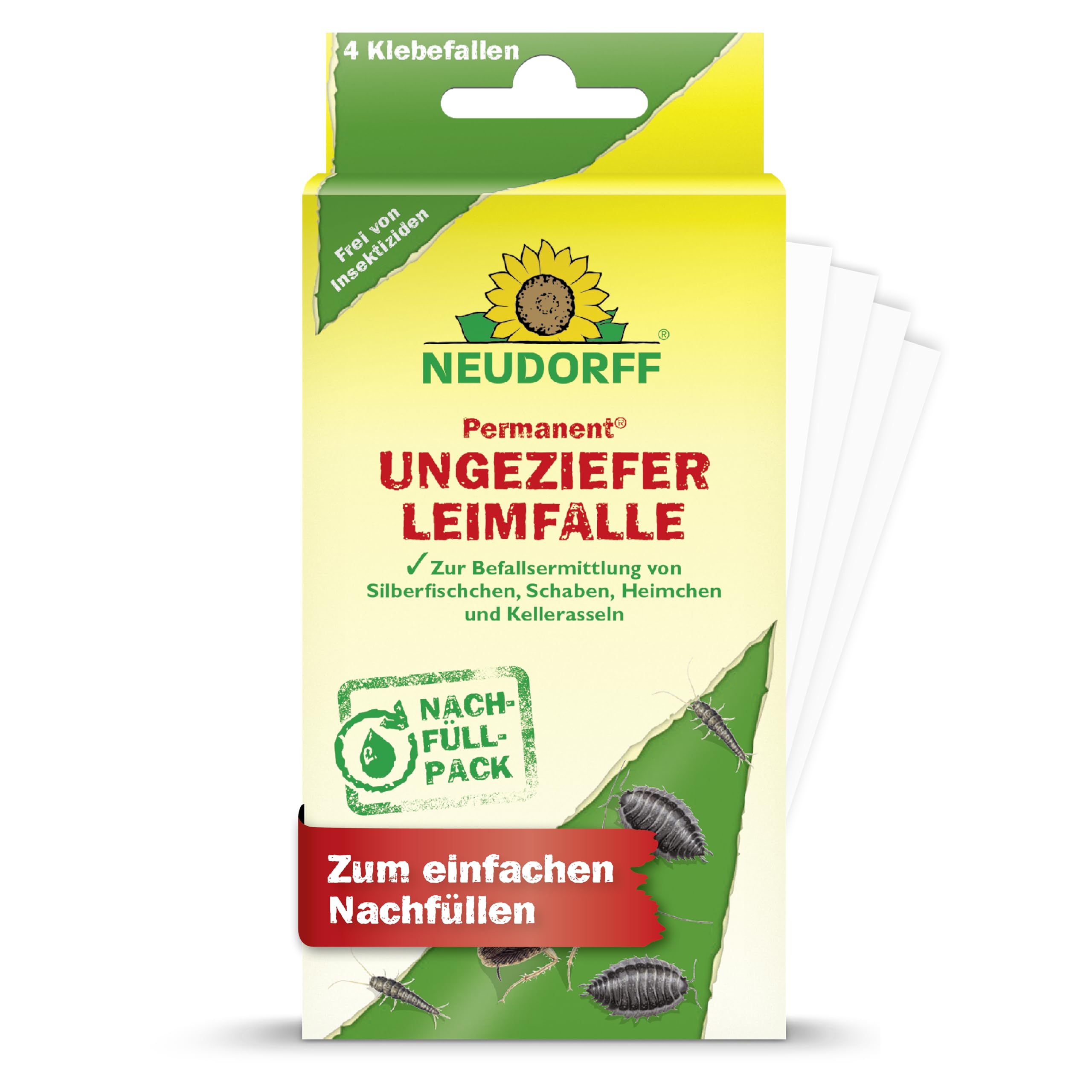 Neudorff UngezieferLeimFalle Nachfüllpack – Geruchlos, 4 Stück