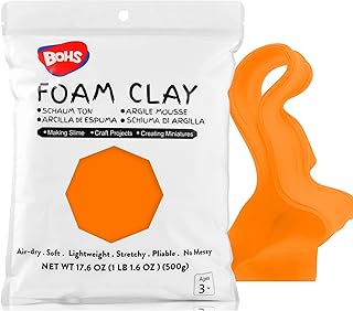 BOHS Orange Modeling Foam Clay - Squishy,Soft, Air Dry -for School Project,Cosplay,Fake Bake, Slime Supplies-1.1 Lbs/ 500 Grams