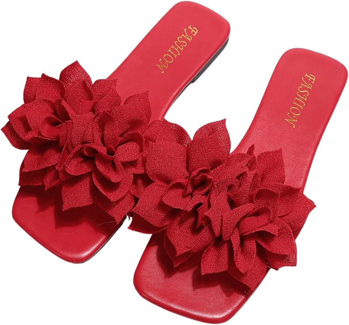 GORGLITTER Women's Flower Flat Sandals Floral Slip on Dressy Cute Vacation Slides Sandal 2025