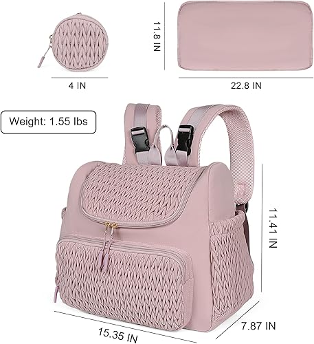 Miniatura 7 de Geestock Bolsa de pañales pequeña mochila para pañales, elegantes mochilas acolchadas para bebé, mini bolsas de maternidad, con cambiador, funda