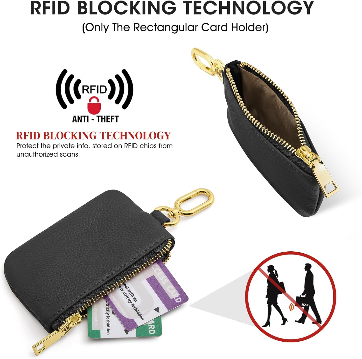 Kattee Mini Leather Wristlet Wallets for Women, RFID Blocking Wallet Women, Dual Pouch Keychain Coin Purse Change Pouch - Image 6