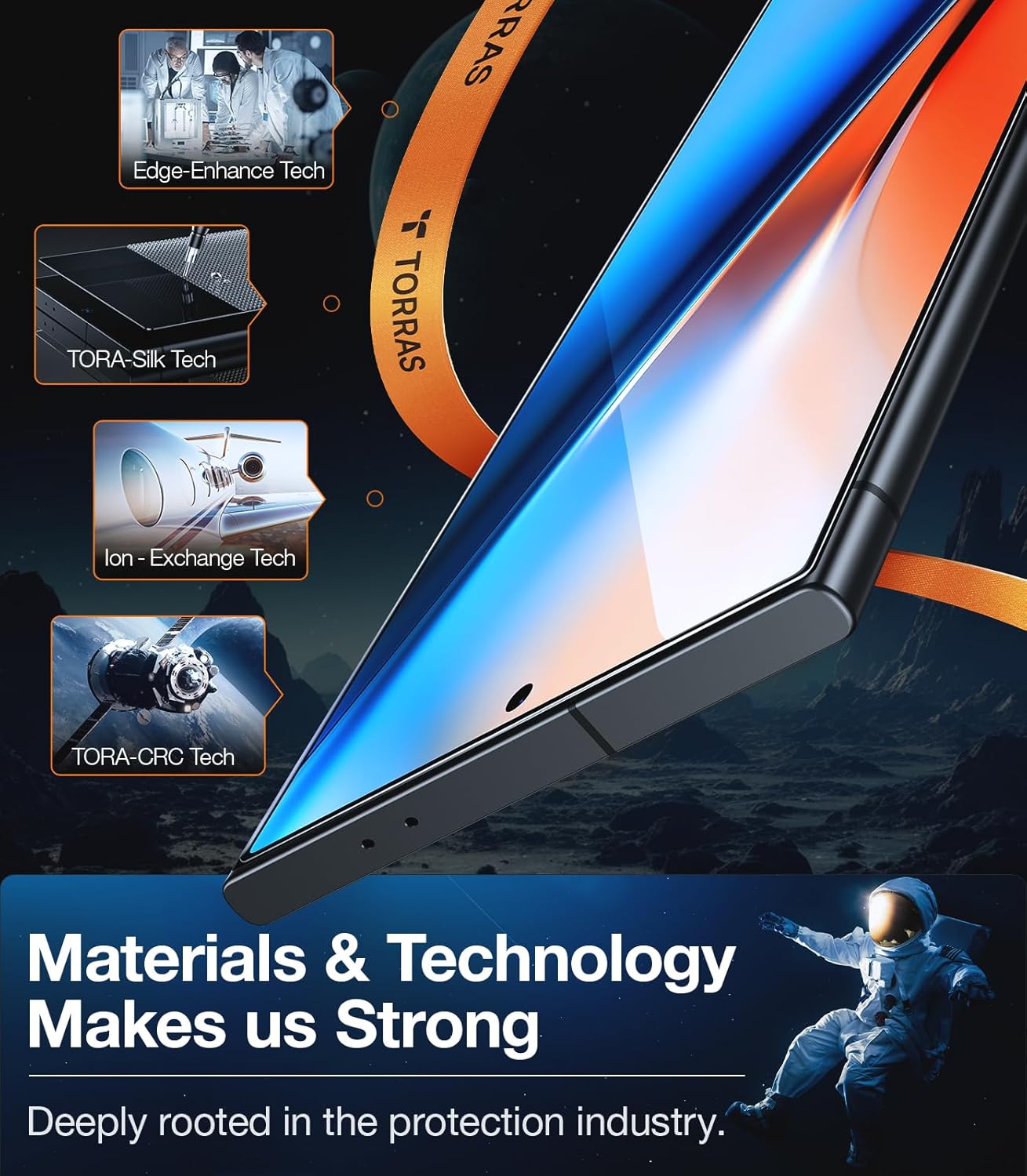 TORRAS Top-Notch Diamond Shield for Samsung Galaxy S24 Ultra Screen Protector [9H+ Durable Military-Grade Protection] 0.04s Fingerprint Unlock Bubble Free Aerospace Grade Screen Protector S24 Ultra - Image 2