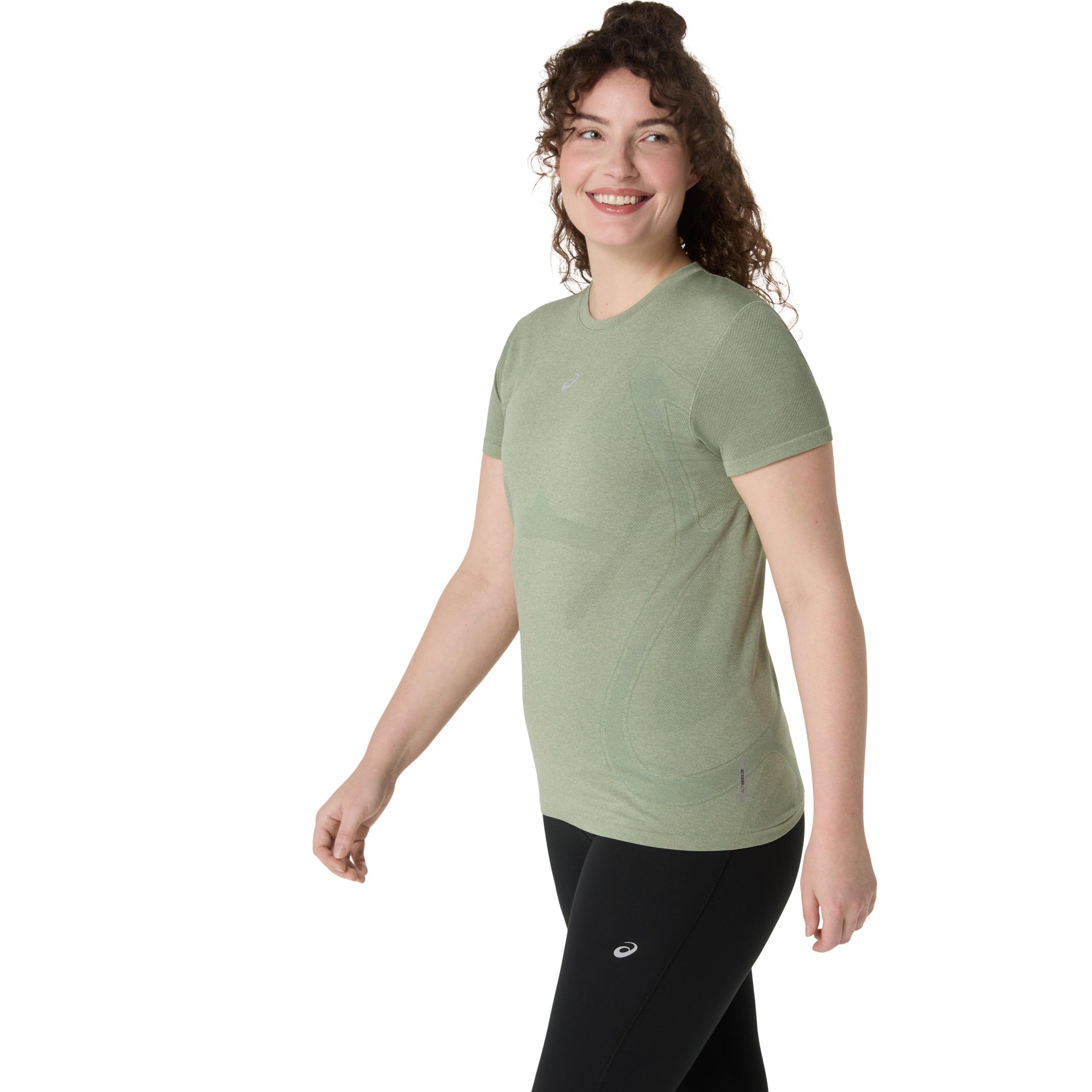 ASICS Road Seamless Laufshirt Damen grau - Lichen Rock/Monument Blue M