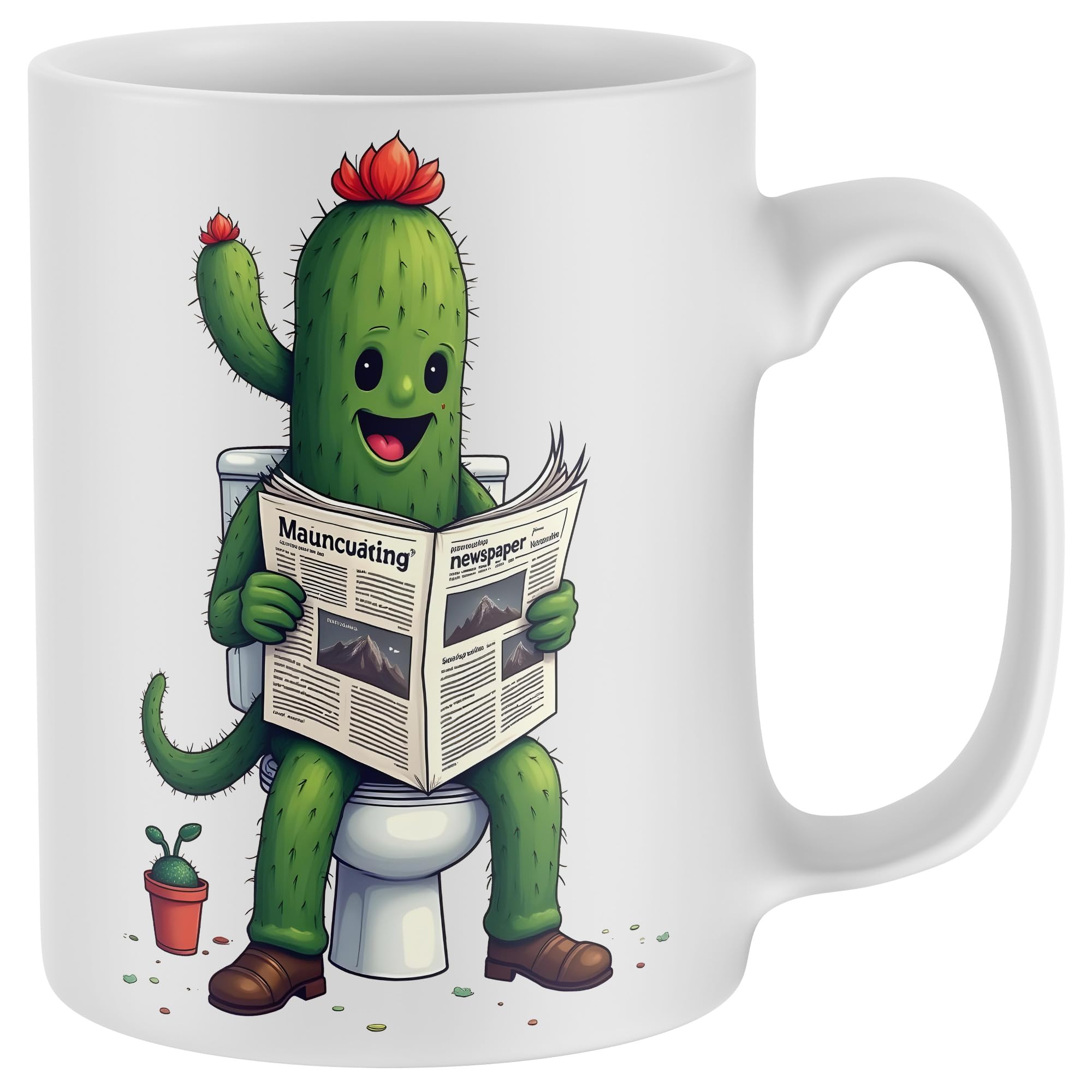 Purple Print House Funny Cactus Toilet Mug Newspaper Homour Cup Christmas Birthday Stocking FIller Gifts Men Women